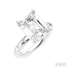1/5 Ctw Akari Emerald Shape Round Cut Diamond Semi-Mount Engagement Ring in 14K White Gold