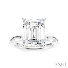 1/5 Ctw Akari Emerald Shape Round Cut Diamond Semi-Mount Engagement Ring in 14K White Gold