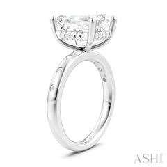 1/5 Ctw Akari Emerald Shape Round Cut Diamond Semi-Mount Engagement Ring in 14K White Gold