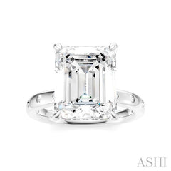 1/5 Ctw Akari Emerald Shape Round Cut Diamond Semi-Mount Engagement Ring in 14K White Gold
