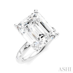 1/5 Ctw Akari Emerald Shape Round Cut Diamond Semi-Mount Engagement Ring in 14K White Gold