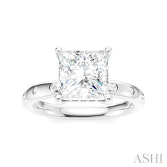 1/5 Ctw Akari Princess Shape Round Cut Diamond Semi-Mount Engagement Ring in 14K White Gold