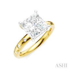 1/5 Ctw Akari Princess Shape Round Cut Diamond Semi-Mount Engagement Ring in 14K Yellow and White Gold