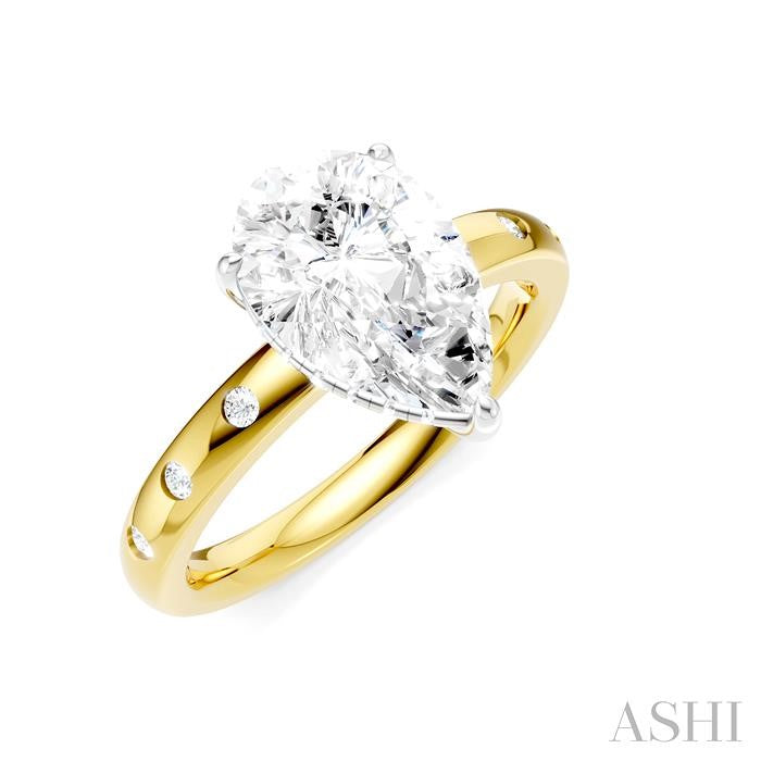 1/5 Ctw Akari Pear Shape Round Cut Diamond Semi-Mount Engagement Ring in 14K Yellow and White Gold
