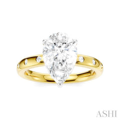 1/5 Ctw Akari Pear Shape Round Cut Diamond Semi-Mount Engagement Ring in 14K Yellow and White Gold