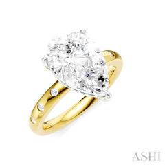 1/5 Ctw Akari Pear Shape Round Cut Diamond Semi-Mount Engagement Ring in 14K Yellow and White Gold