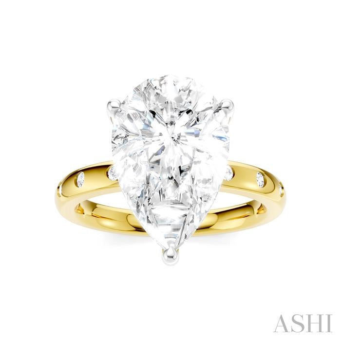 1/5 Ctw Akari Pear Shape Round Cut Diamond Semi-Mount Engagement Ring in 14K Yellow and White Gold