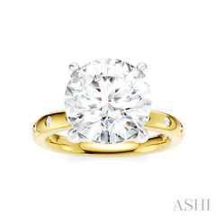 1/5 Ctw Round Shape Round Cut Diamond Semi-Mount Engagement Ring in 14K Yellow and White Gold