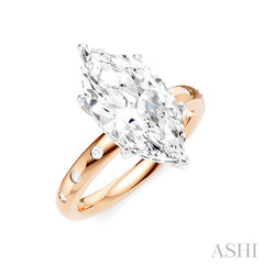 1/6 Ctw Akari Marquise Shape Round Cut Diamond Semi-Mount Engagement Ring in 14K Rose and White Gold