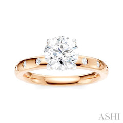 1/6 Ctw Round Shape Round Cut Diamond Semi-Mount Engagement Ring in 14K Rose and White Gold