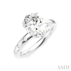 1/6 Ctw Akari Oval Shape Round Cut Diamond Semi-Mount Engagement Ring in 14K White Gold