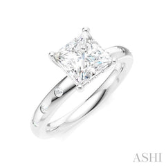 1/6 Ctw Akari Princess Shape Round Cut Diamond Semi-Mount Engagement Ring in 14K White Gold