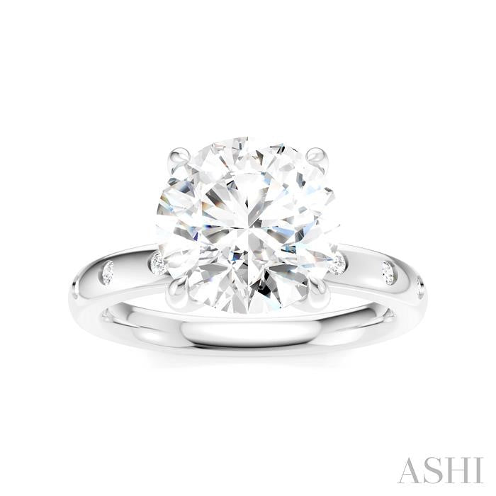 1/6 Ctw Round Shape Round Cut Diamond Semi-Mount Engagement Ring in 14K White Gold