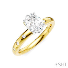 1/6 Ctw Akari Oval Shape Round Cut Diamond Semi-Mount Engagement Ring in 14K Yellow and White Gold