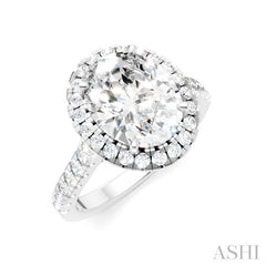 3/4 Ctw Oval Shape Round Cut Diamond Halo Semi-Mount Engagement Ring in 14K White Gold