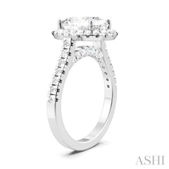 3/4 Ctw Oval Shape Round Cut Diamond Halo Semi-Mount Engagement Ring in 14K White Gold