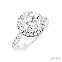 1/2 Ctw Circular Shape Round Cut Diamond Halo Semi-Mount Engagement Ring in 14K White Gold