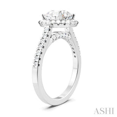 1/2 Ctw Circular Shape Round Cut Diamond Halo Semi-Mount Engagement Ring in 14K White Gold