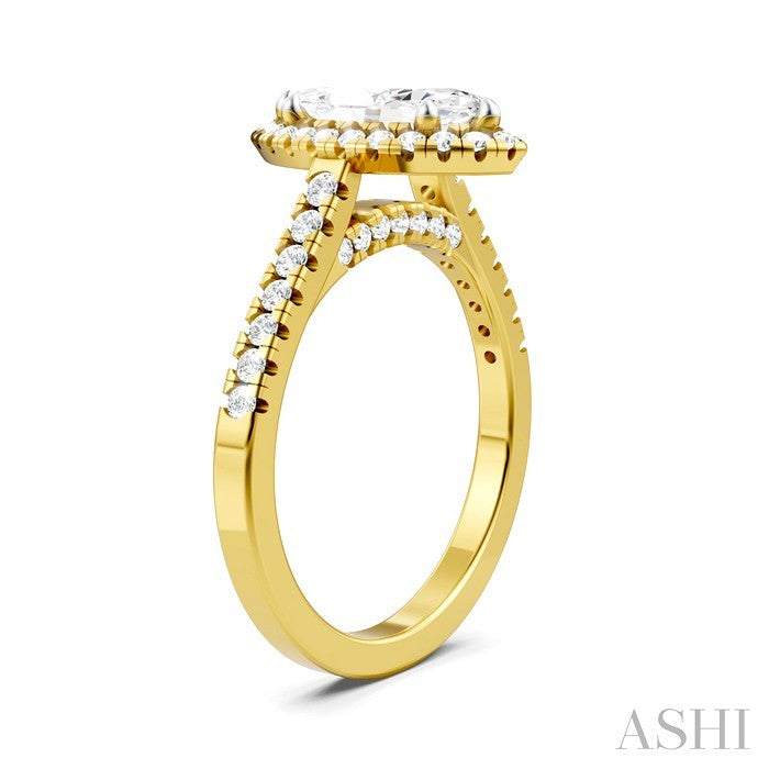 1/2 Ctw Marquise Shape Round Cut Diamond Halo Semi Mount Engagement Ring in 14K Yellow Gold