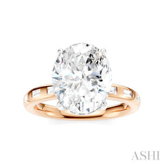 1/3 Ctw Oval Shape Baguette and Round Cut Diamond Semi-Mount Engagement Ring in 14K Rose and White Gold