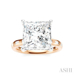 1/3 Ctw Princess Shape Baguette and Round Cut Diamond Semi-Mount Engagement Ring in 14K Rose and White Gold