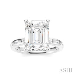 1/3 Ctw Emerald Shape Baguette and Round Cut Diamond Semi-Mount Engagement Ring in 14K White Gold
