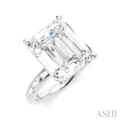 1/3 Ctw Emerald Shape Baguette and Round Cut Diamond Semi-Mount Engagement Ring in 14K White Gold