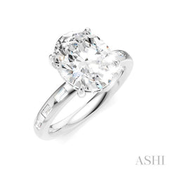 1/3 Ctw Akari Oval Shape Baguette and Round Cut Diamond Semi Mount Engagement Ring in 14K White Gold