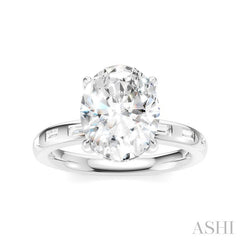 1/3 Ctw Akari Oval Shape Baguette and Round Cut Diamond Semi Mount Engagement Ring in 14K White Gold