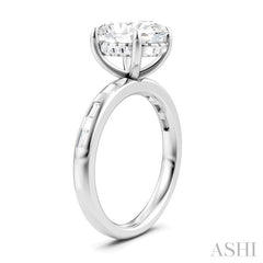 1/3 Ctw Akari Oval Shape Baguette and Round Cut Diamond Semi Mount Engagement Ring in 14K White Gold