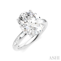 1/3 Ctw Oval Shape Baguette and Round Cut Diamond Semi-Mount Engagement Ring in 14K White Gold