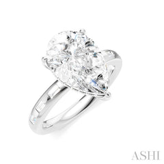 1/3 Ctw Pear Shape Baguette and Round Cut Diamond Semi-Mount Engagement Ring in 14K White Gold