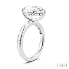 1/3 Ctw Pear Shape Baguette and Round Cut Diamond Semi-Mount Engagement Ring in 14K White Gold