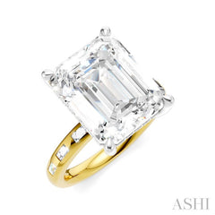 1/3 Ctw Emerald Shape Baguette and Round Cut Diamond Semi-Mount Engagement Ring in 14K Yellow and White Gold