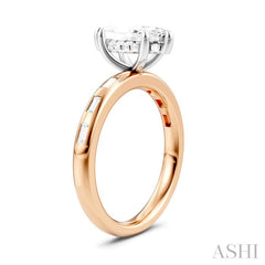 1/4 Ctw Marquise Shape Baguette and Round Cut Diamond Semi-Mount Engagement Ring in 14K Rose and White Gold