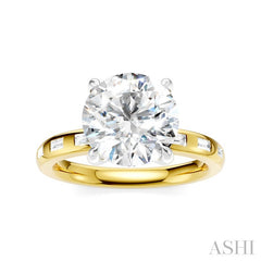 1/4 Ctw Round Shape Baguette and Round Cut Diamond Semi-Mount Engagement Ring in 14K Yellow and White Gold