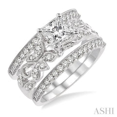 3/4 Ctw Diamond Semi-Mount Ring Set in 14K White Gold