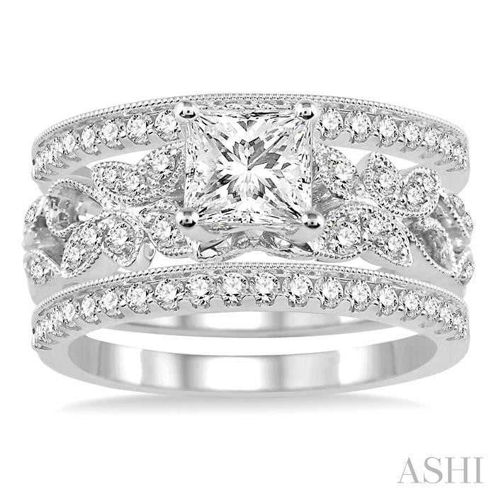 3/4 Ctw Diamond Semi-Mount Ring Set in 14K White Gold