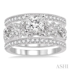 3/4 Ctw Diamond Semi-Mount Ring Set in 14K White Gold