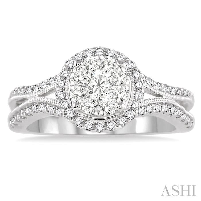 3/4 Ctw Diamond Lovebright Diamond Engagement Ring in 14K White Gold