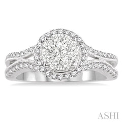 3/4 Ctw Diamond Lovebright Diamond Engagement Ring in 14K White Gold