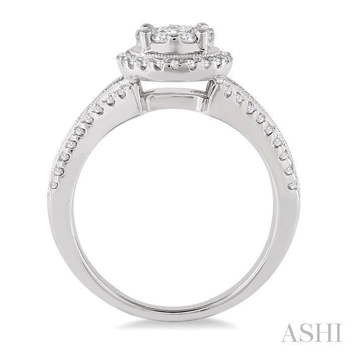 3/4 Ctw Diamond Lovebright Diamond Engagement Ring in 14K White Gold