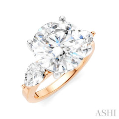 1 1/10 Ctw Tri-Mount Circular Shape Center Pear and Round Cut Diamond Semi-Mount Engagement Ring in 14K Rose and White Gold