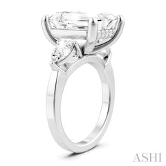 1 1/10 Ctw Tri-Mount Emerald Shape Center Pear and Round Cut Diamond Semi-Mount Engagement Ring in 14K White Gold