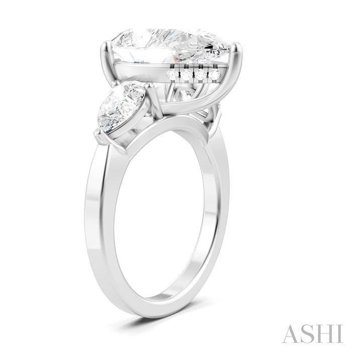 1 1/10 Ctw Tri-Mount Centerpiece Pear and Round Cut Diamond Semi-Mount Engagement Ring in 14K White Gold