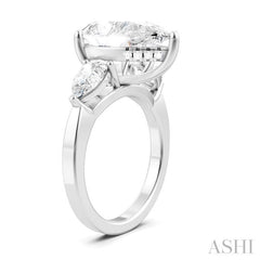 1 1/10 Ctw Tri-Mount Centerpiece Pear and Round Cut Diamond Semi-Mount Engagement Ring in 14K White Gold