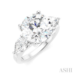 1 1/10 Ctw Tri-Mount Circular Shape Center Pear and Round Cut Diamond Semi-Mount Engagement Ring in 14K White Gold