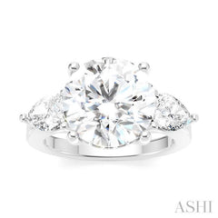 1 1/10 Ctw Tri-Mount Circular Shape Center Pear and Round Cut Diamond Semi-Mount Engagement Ring in 14K White Gold