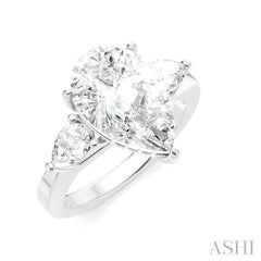 1/2 Ctw Tri-Mount Centerpiece Pear and Round Cut Diamond Semi-Mount Engagement Ring in 14K White Gold
