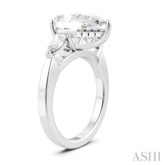 1/2 Ctw Tri-Mount Centerpiece Pear and Round Cut Diamond Semi-Mount Engagement Ring in 14K White Gold